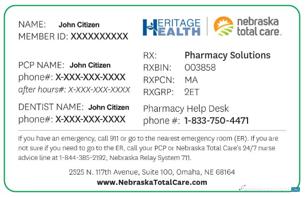 Download USA Nebraska total care health insurance card Photoshop template